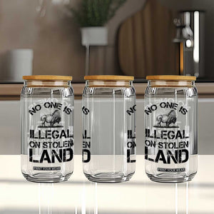 Native American Buffalo Graphic Glass Can No One Is Illegal On Stolen Land