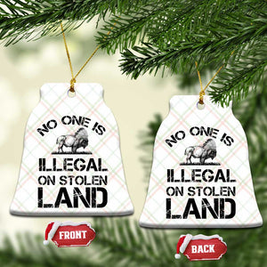 Native American Buffalo Graphic Ceramic Ornament No One Is Illegal On Stolen Land