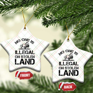 Native American Buffalo Graphic Ceramic Ornament No One Is Illegal On Stolen Land