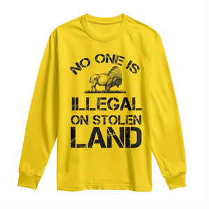 Native American Buffalo Graphic Long Sleeve Shirt No One Is Illegal On Stolen Land