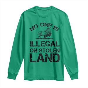 Native American Buffalo Graphic Long Sleeve Shirt No One Is Illegal On Stolen Land