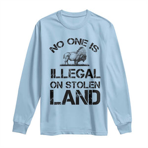 Native American Buffalo Graphic Long Sleeve Shirt No One Is Illegal On Stolen Land