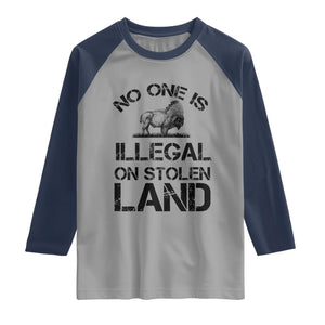 Native American Buffalo Graphic Raglan Shirt No One Is Illegal On Stolen Land