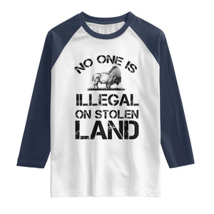 Native American Buffalo Graphic Raglan Shirt No One Is Illegal On Stolen Land