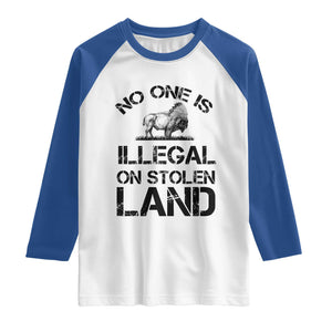 Native American Buffalo Graphic Raglan Shirt No One Is Illegal On Stolen Land