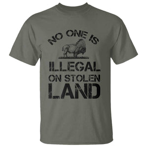 Native American Buffalo Graphic T Shirt No One Is Illegal On Stolen Land