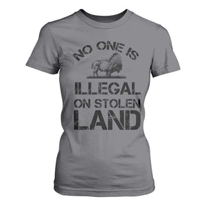 Native American Buffalo Graphic T Shirt For Women No One Is Illegal On Stolen Land