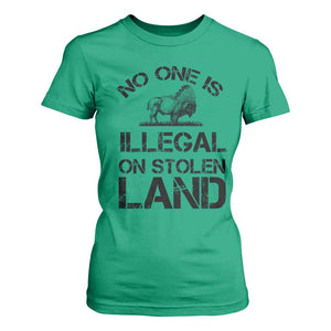 Native American Buffalo Graphic T Shirt For Women No One Is Illegal On Stolen Land