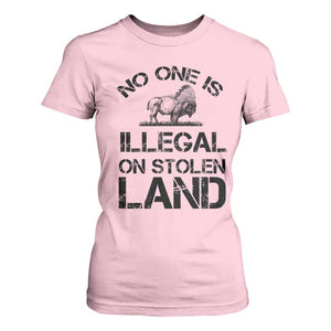 Native American Buffalo Graphic T Shirt For Women No One Is Illegal On Stolen Land