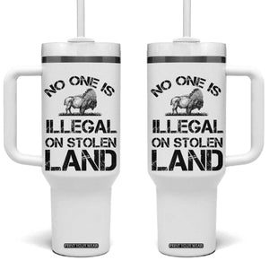 Native American Buffalo Graphic Tumbler With Handle No One Is Illegal On Stolen Land