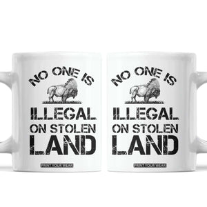 Native American Buffalo Graphic Coffee Mug No One Is Illegal On Stolen Land
