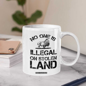 Native American Buffalo Graphic Coffee Mug No One Is Illegal On Stolen Land