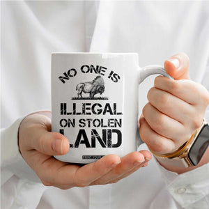 Native American Buffalo Graphic Coffee Mug No One Is Illegal On Stolen Land