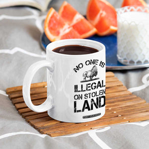 Native American Buffalo Graphic Coffee Mug No One Is Illegal On Stolen Land