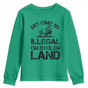 Native American Buffalo Graphic Youth Sweatshirt No One Is Illegal On Stolen Land