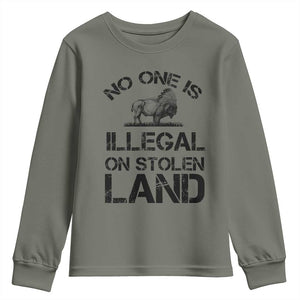 Native American Buffalo Graphic Youth Sweatshirt No One Is Illegal On Stolen Land