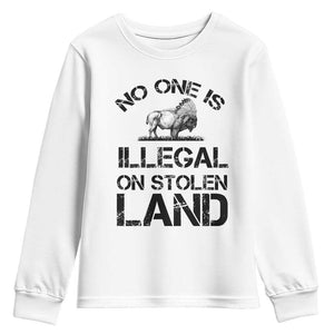 Native American Buffalo Graphic Youth Sweatshirt No One Is Illegal On Stolen Land