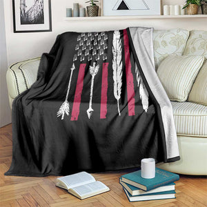 Vintage Native American Flag Throw Blanket Dreamcatcher And Feather Graphic