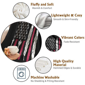 Vintage Native American Flag Throw Blanket Dreamcatcher And Feather Graphic
