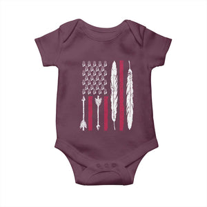 Vintage Native American Flag Baby Onesie Dreamcatcher And Feather Graphic