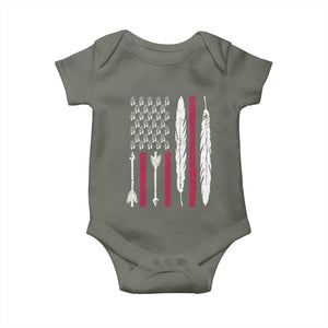 Vintage Native American Flag Baby Onesie Dreamcatcher And Feather Graphic