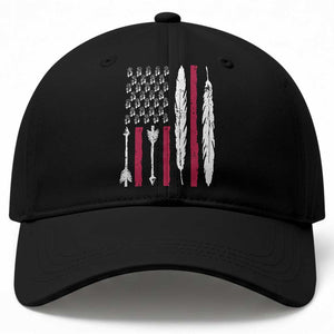 Vintage Native American Flag Baseball Cap Dreamcatcher And Feather Graphic