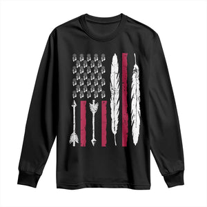 Vintage Native American Flag Long Sleeve Shirt Dreamcatcher And Feather Graphic