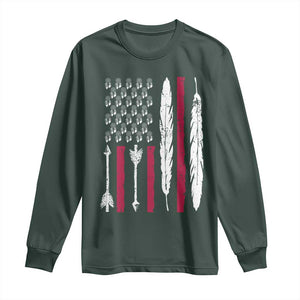 Vintage Native American Flag Long Sleeve Shirt Dreamcatcher And Feather Graphic
