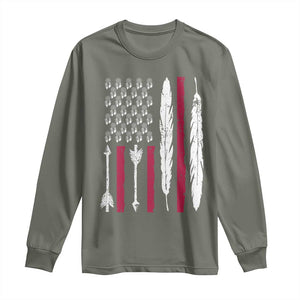 Vintage Native American Flag Long Sleeve Shirt Dreamcatcher And Feather Graphic