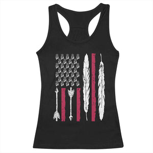 Vintage Native American Flag Racerback Tank Top Dreamcatcher And Feather Graphic