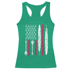 Vintage Native American Flag Racerback Tank Top Dreamcatcher And Feather Graphic