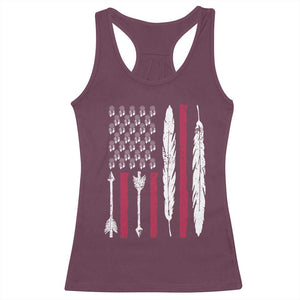 Vintage Native American Flag Racerback Tank Top Dreamcatcher And Feather Graphic