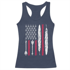Vintage Native American Flag Racerback Tank Top Dreamcatcher And Feather Graphic