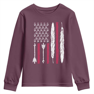 Vintage Native American Flag Youth Sweatshirt Dreamcatcher And Feather Graphic