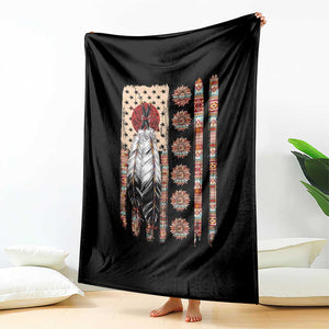 Proud Native American Flag Throw Blanket Tribal Sunflower Indigenous Peoples Day Gift