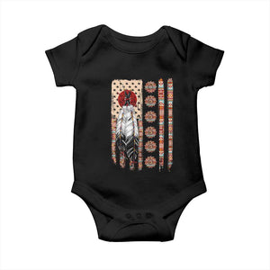 Proud Native American Flag Baby Onesie Tribal Sunflower Indigenous Peoples Day Gift
