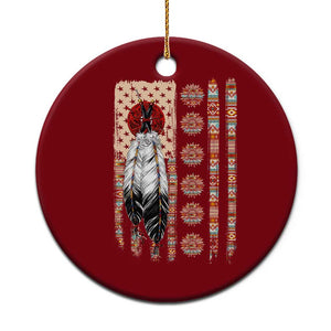 Proud Native American Flag Ceramic Ornament Tribal Sunflower Indigenous Peoples Day Gift