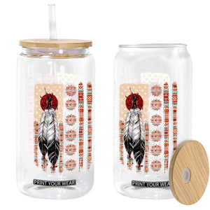 Proud Native American Flag Glass Can Tribal Sunflower Indigenous Peoples Day Gift