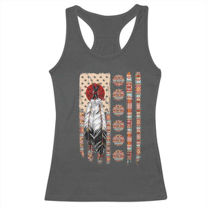Proud Native American Flag Racerback Tank Top Tribal Sunflower Indigenous Peoples Day Gift