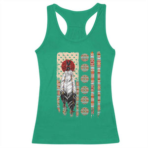 Proud Native American Flag Racerback Tank Top Tribal Sunflower Indigenous Peoples Day Gift