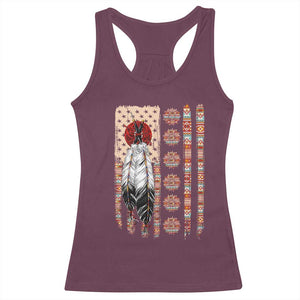 Proud Native American Flag Racerback Tank Top Tribal Sunflower Indigenous Peoples Day Gift