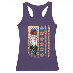 Proud Native American Flag Racerback Tank Top Tribal Sunflower Indigenous Peoples Day Gift