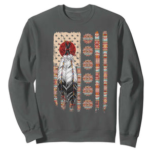 Proud Native American Flag Sweatshirt Tribal Sunflower Indigenous Peoples Day Gift