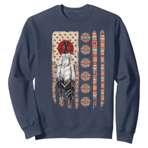 Proud Native American Flag Sweatshirt Tribal Sunflower Indigenous Peoples Day Gift