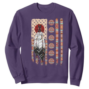 Proud Native American Flag Sweatshirt Tribal Sunflower Indigenous Peoples Day Gift