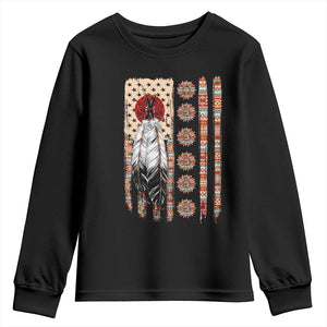 Proud Native American Flag Youth Sweatshirt Tribal Sunflower Indigenous Peoples Day Gift