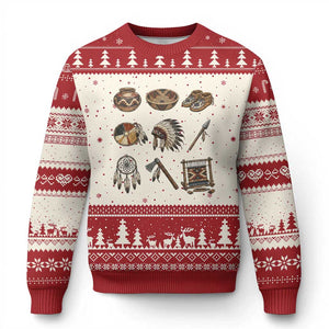 Indigenous Cultural Artifacts Ugly Christmas Sweater Native American Heritage Graphic