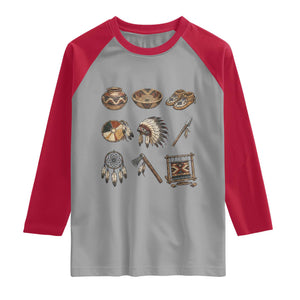 Indigenous Cultural Artifacts Raglan Shirt Native American Heritage Graphic
