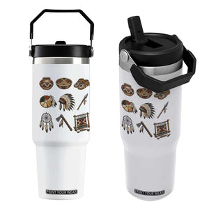 Indigenous Cultural Artifacts Flip Straw Tumbler Native American Heritage Graphic