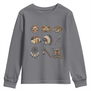 Indigenous Cultural Artifacts Youth Sweatshirt Native American Heritage Graphic